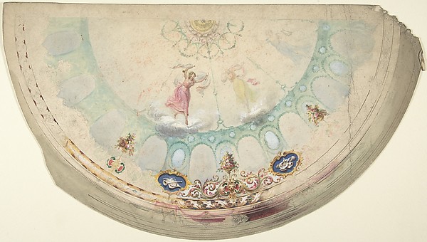 Half of a Circular Ceiling Design with Nymphs