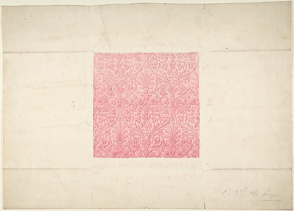Design for Ornament, possibly Flocked Wallpaper