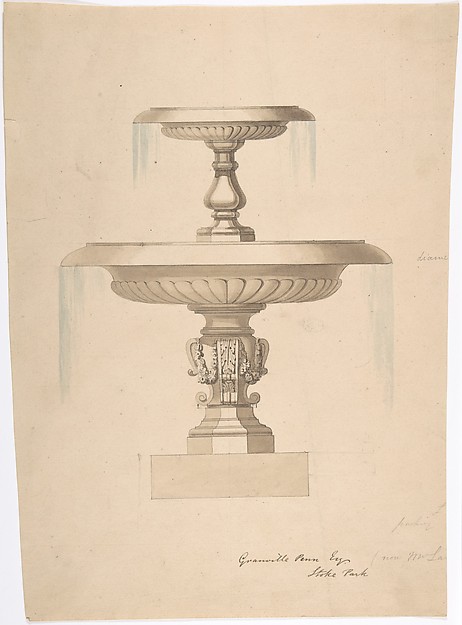 Design for a Fountain with Two Basins (recto); Another design (verso)