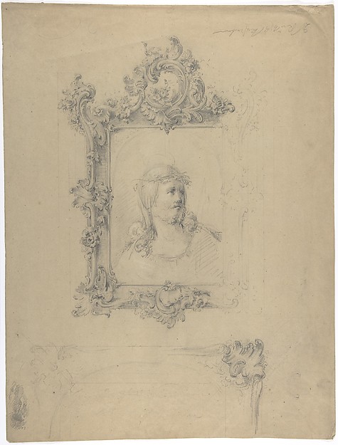 Two Rococo Frames, with Christ as Man of Sorrows in Upper Design by Anonymous, British, 19th century