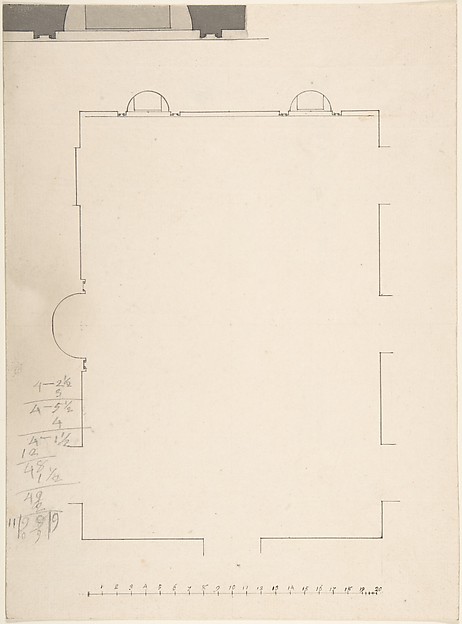 Plan of large room with three niches