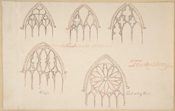 Gothic Window Traceries, Tewkesbury; Tomb (verso)