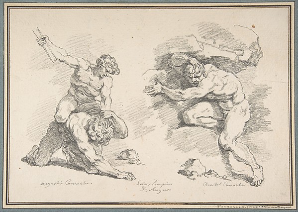Hercules and Cacus, after Annibale Carracci, and the Destruction of Enceladus, after Agostino Carracci