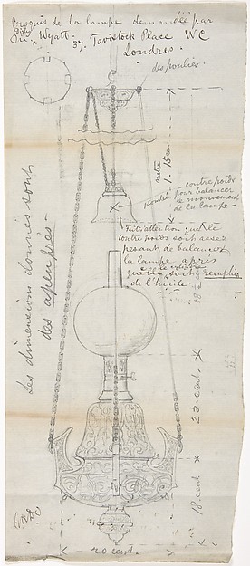 Design for a Hanging Lamp by Anonymous, British, 19th century, The Metropolitan Museum of Art