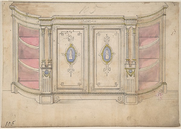 Cabinet Design with Doors Adorned with Porcelain Plaques