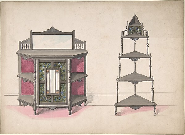 Design for a Mirrored Cabinet and a Set of Corner Shelves
