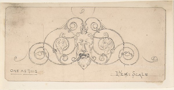 Wrought Metal Foliate Ornament with Grotesque Masks