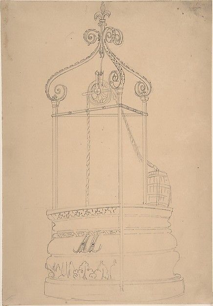 Well with Wrought Iron Cap and Stone Base