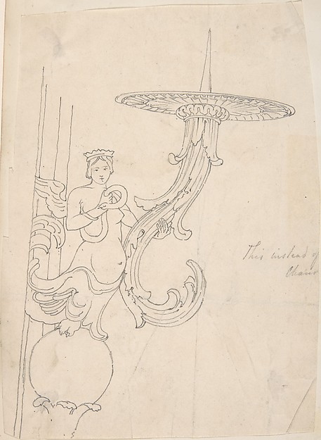 Design for Metal Candleholder Supported by a Sphinx