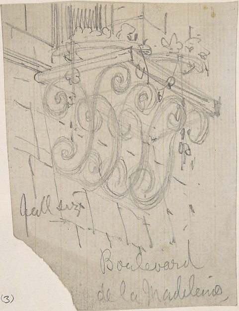 Curved Metal Brackets Supporting a Shelf outside a Window, Boulevard de la Madeleine