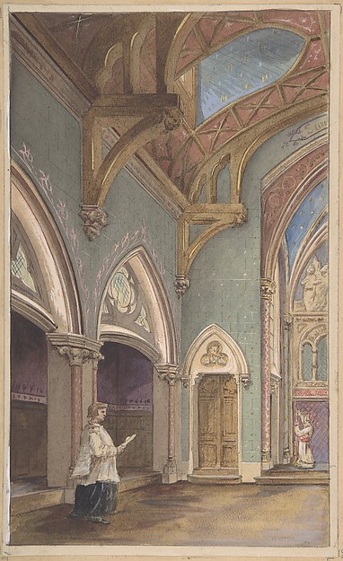 View of Interior with Figures, Saint Clotilde