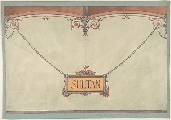 Design for Decorated "Sultan" Plaque for Stable Wall, Hôtel Candamo by Jules-Edmond-Charles Lachaise, The Metropolitan Museum of Art
