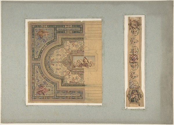 Two Designs for Ceiling with Putti and Allegorical Figures of the Arts