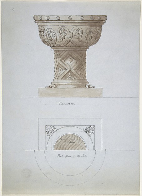 Romanesque Style Font and Plan