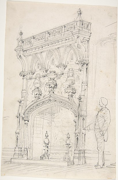 Design for a Tall Chimneypiece, Decorated with Vases