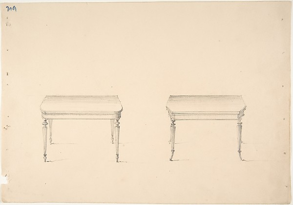 Design for Two Small Tables with Tapered Columnar Legs