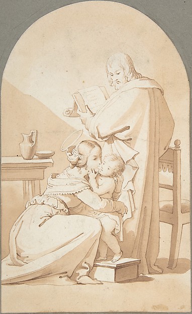 The Holy Family in an Interior by E. La Touche