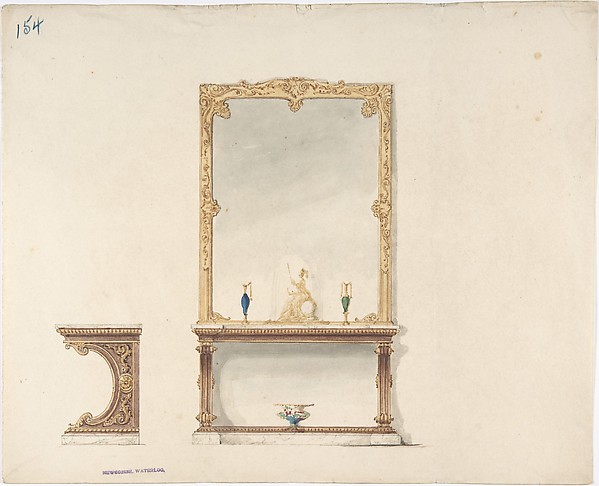 Design for Pier Table and Gold Mirror: Front and Side Elevations