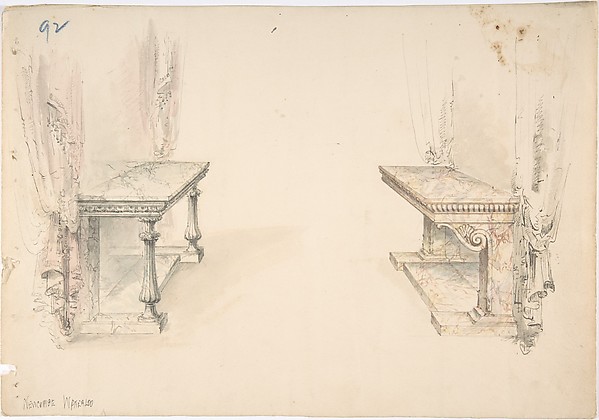 Designs for Two Marble Pier Tables with Draperies