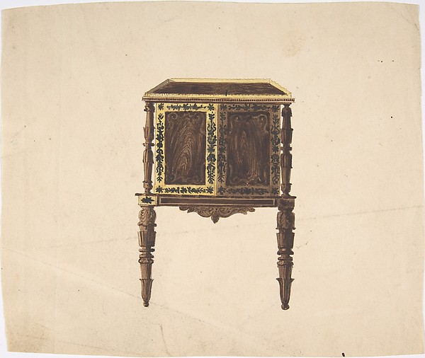 Design for a Small Cabinet with Elaborately Carved Legs