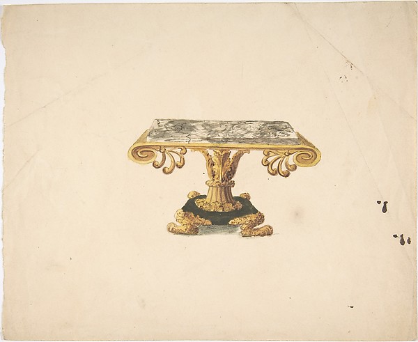 Design for a Marble Topped Table with Gilded Pedestal and Lion's Feet