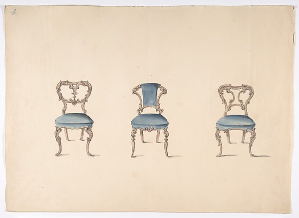 Design for Three Chairs Upholstered in Blue