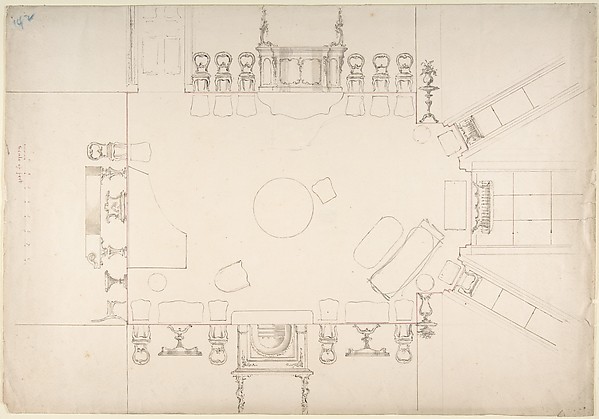 Plan and Elevations of a Music Room