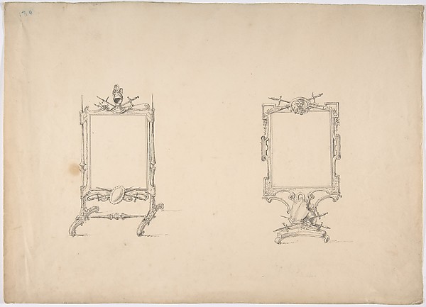 Design for Two Tabletop Mirrors with Military Ornament