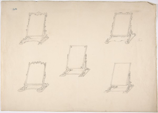 Design for Five Table Top Mirrors with Varying Ornament