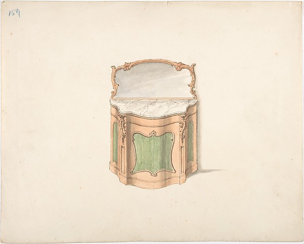 Design for a Dressing Cabinet with Marble Top and Mirror