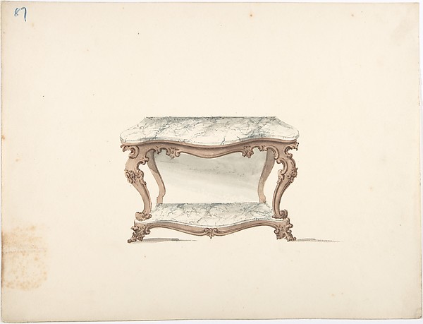 Design for a Marble Topped Table with a Marble Shelf
