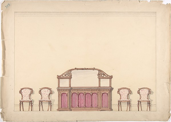 Design for a Mirrored Cabinet and Four Chairs