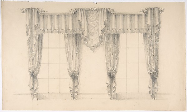 Design for Fringed Curtains Surrounding Two WIndows