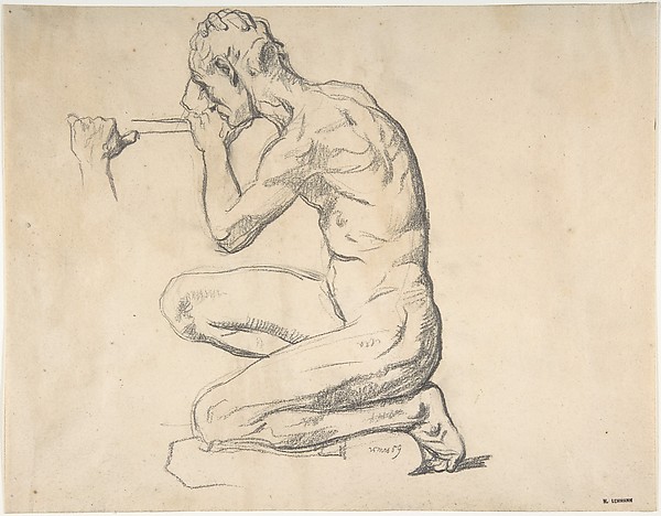 Kneeling Nude Male Figure, Facing Left