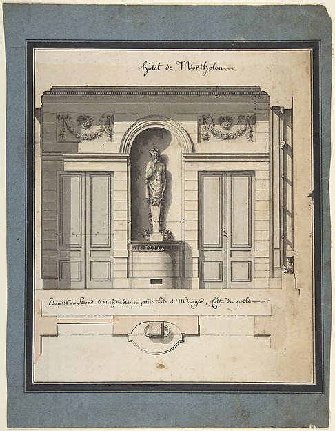 Section and Plan of the Small Dining Room of the Hôtel de Montholon by Jean Jacques Lequeu, The Metropolitan Museum of Art
