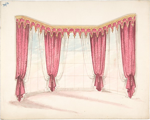 Design for Red Curtains with a Red and Gold Pelmet