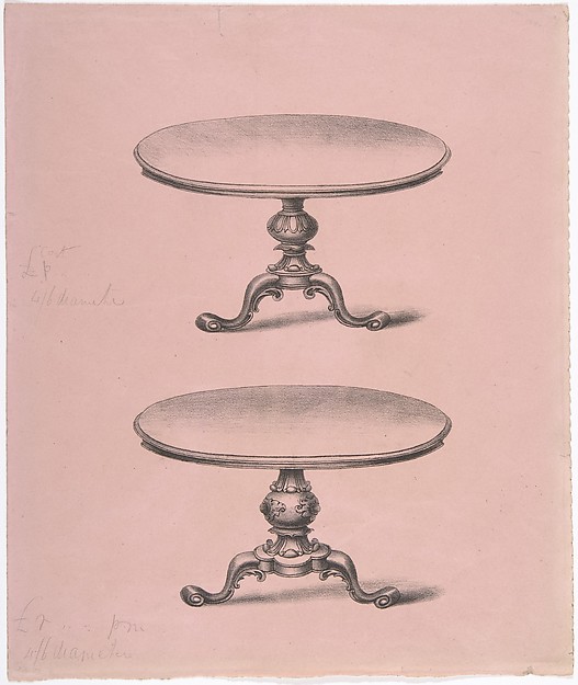 Design for Two Round-topped Pedestal Tables