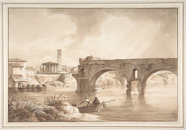 A View of the Tiber from the North Bank, with the Temple of Vesta, the Campanile of S. Maria in Cosmedin and the Ponte Rotto