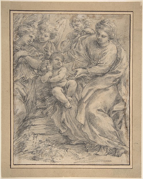 The Holy Family with Two Angels by Alessandro Algardi