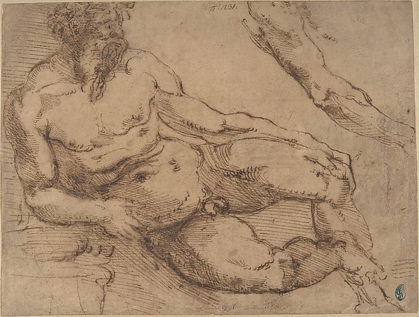 Bartolomeo Ammanati (Ammannati), A River God (recto); Sketches for the Vestibule of the Laurenziana, Florence (verso)