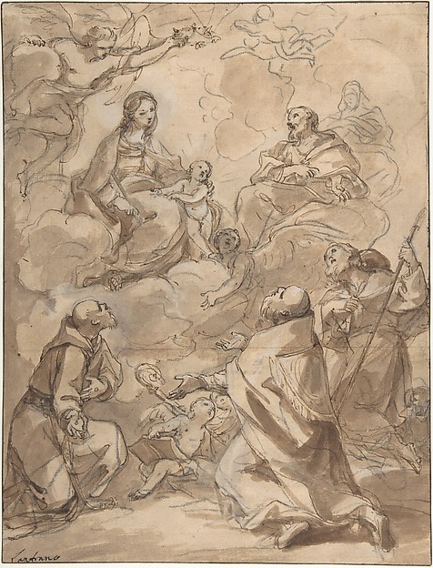 The Holy Family Appearing to St. Francis, St. Augustine, and St. Roch by Charles Joseph Natoire