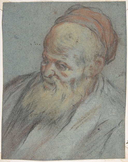 Jacopo Bassano (Jacopo da Ponte), Bust-Length Study of a Bearded Man with Cap in Three-Quarter View