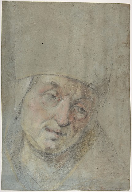 Jacopo Bassano (Jacopo da Ponte), Head of a Pope(?) (recto); Two Studies of Left Hand (verso)