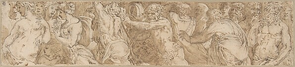 Procession (left-hand portion of border below Sacrifice of Isaac, inlaid-marble pavement, Siena Cathedral) by Domenico Beccafumi