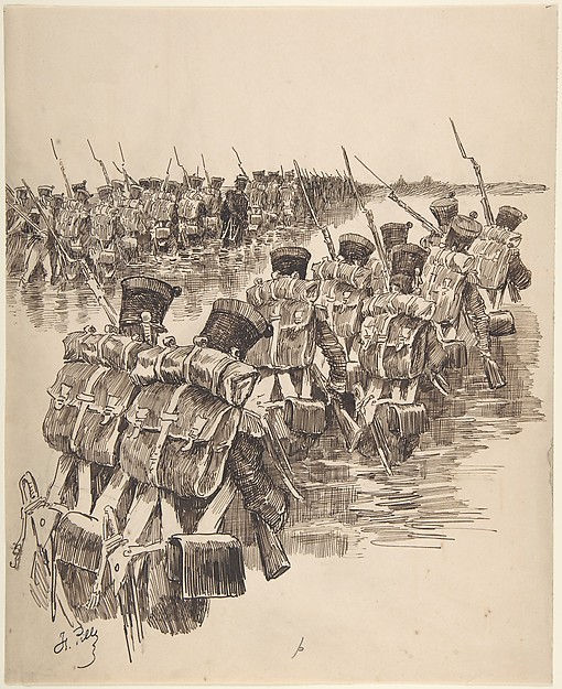 Soldiers Marching in Water