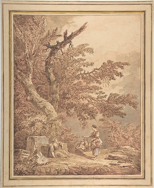 Young Women in a Landscape with Architectural Fragments