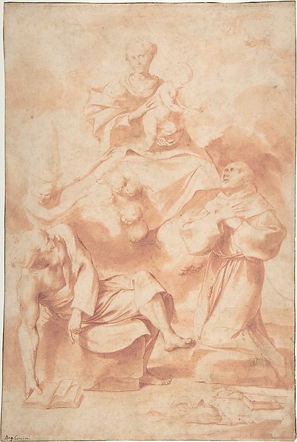 The Virgin and Child Appearing to Saint Anthony of Padua and a Hermit by Giovanni Angelo Canini