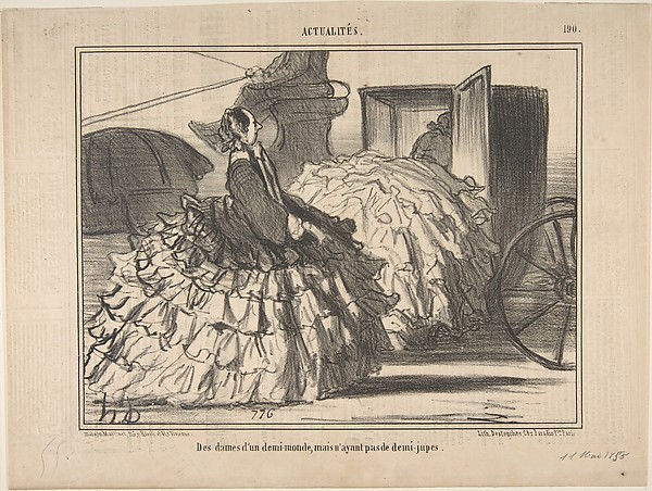 Des dames d'un demi-monde, mais n'ayant pas de demi-jupes, from Actualités, published in Le Charivari, May 11, 1855