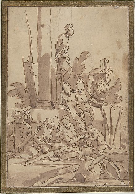 Bacchanalian Group with Children Drinking
