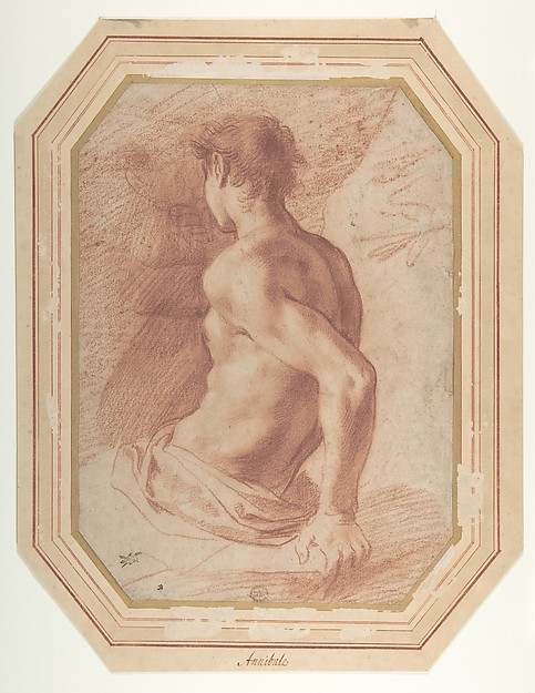Back View of a Seated Nude Youth Facing Left